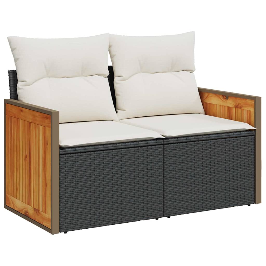 Havesofa Sæt 9 stk. 6-Antal sæder Sort og Cream polyrattan