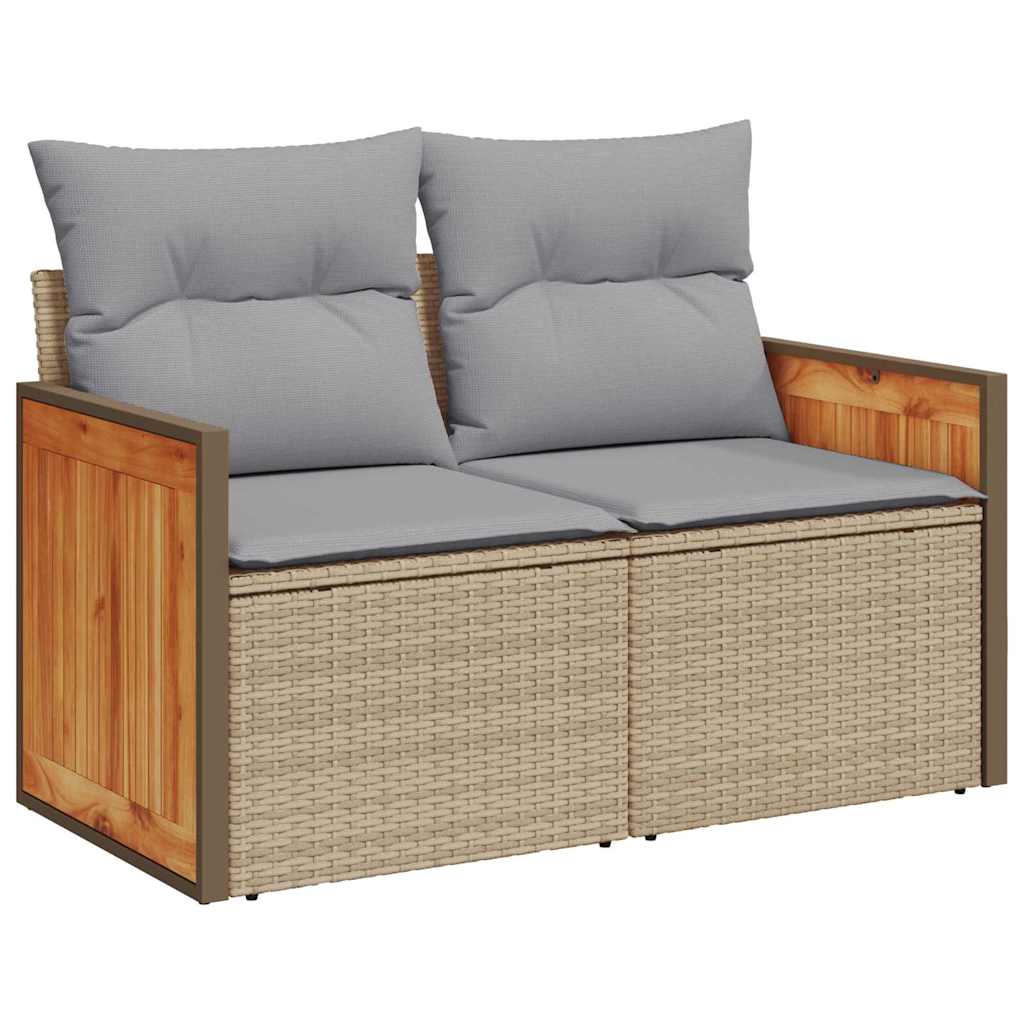 Havesofa Sæt 9 stk. 6-Antal sæder Beige og lys grå polyrattan
