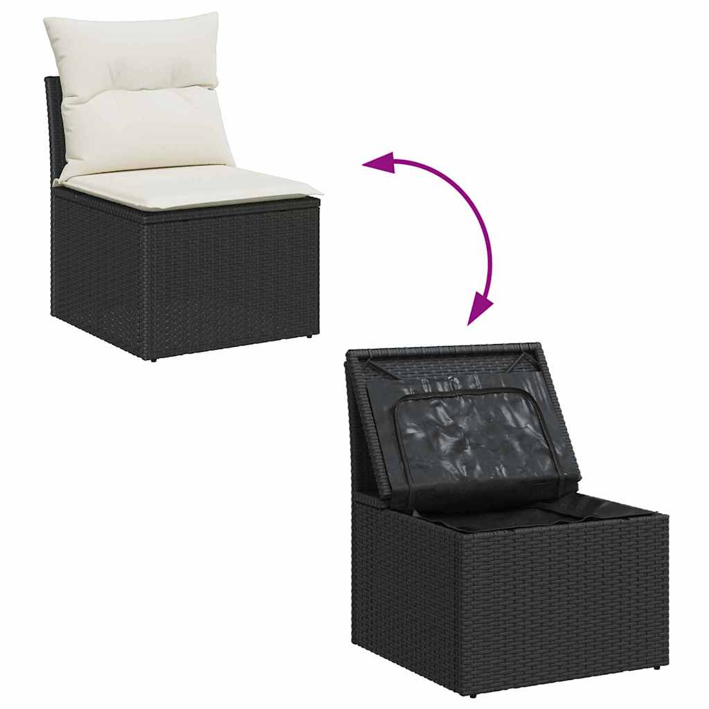 Havesofa Sæt 11 stk. 9-Antal sæder Sort og Cream polyrattan