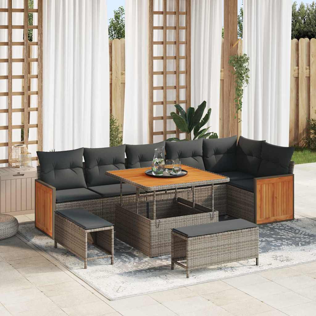 Havesofa Sæt 11 stk. 9-Antal sæder Grå polyrattan