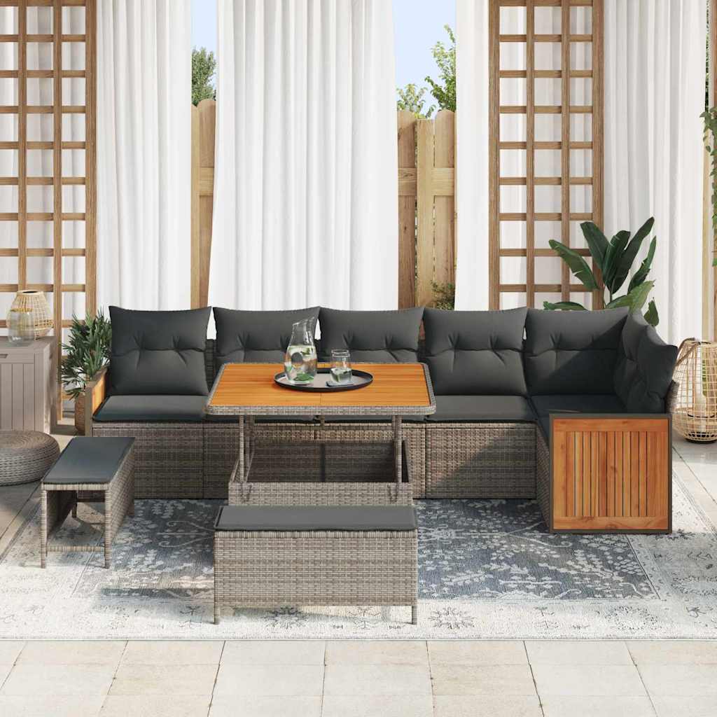 Havesofa Sæt 11 stk. 9-Antal sæder Grå polyrattan