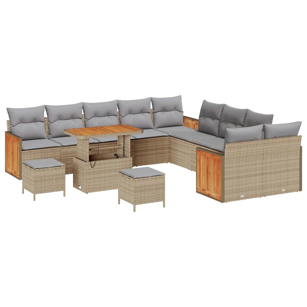 Havesofa Sæt 17 stk. 10-Antal sæder Beige og lys grå polyrattan
