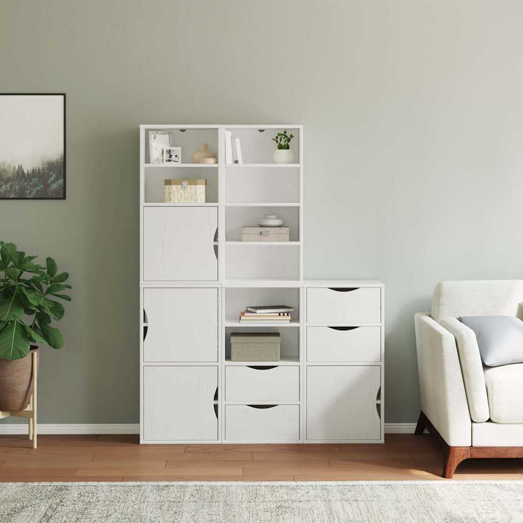 sidekabinetter 5 stk ODDA 40x24x79 cm massivt fyrretræ hvid