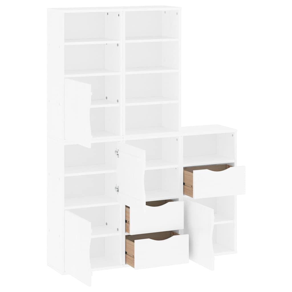 sidekabinetter 5 stk ODDA 40x24x79 cm massivt fyrretræ hvid