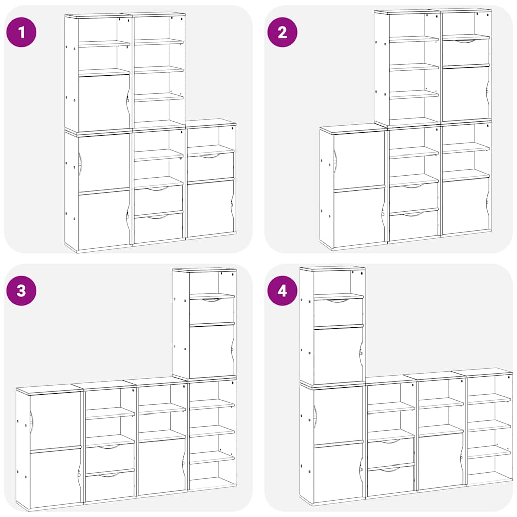 sidekabinetter 5 stk ODDA 40x24x79 cm massivt fyrretræ hvid