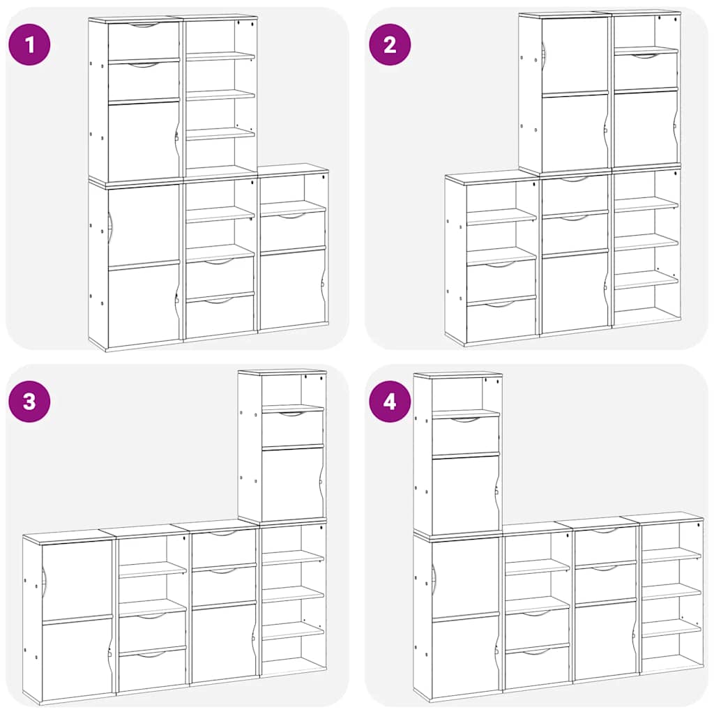 sidekabinetter 5 stk ODDA 40x24x79 cm massivt fyrretræ