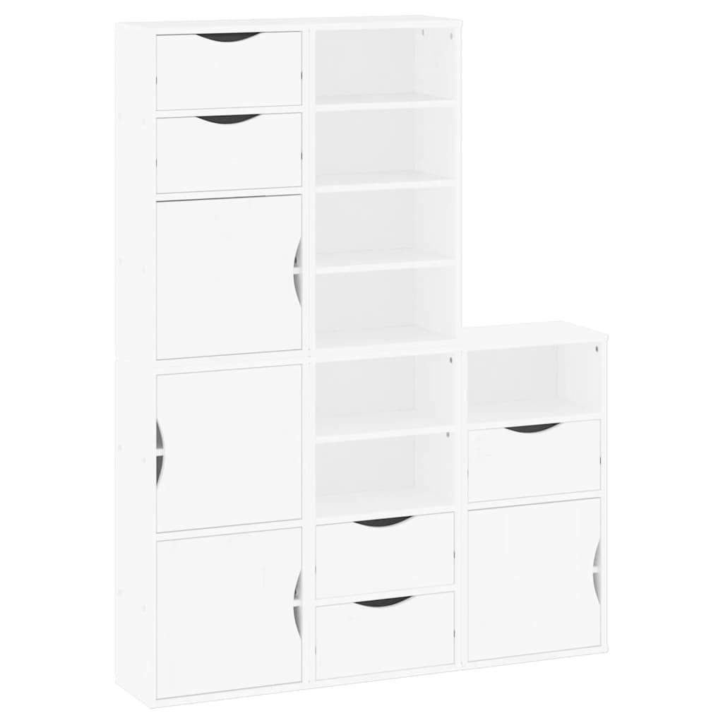 sidekabinetter 5 stk ODDA 40x24x79 cm massivt fyrretræ hvid