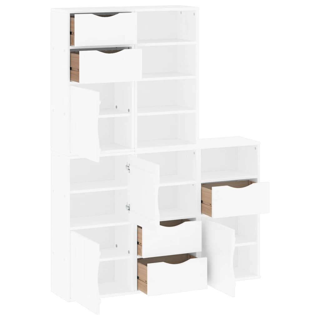 sidekabinetter 5 stk ODDA 40x24x79 cm massivt fyrretræ hvid