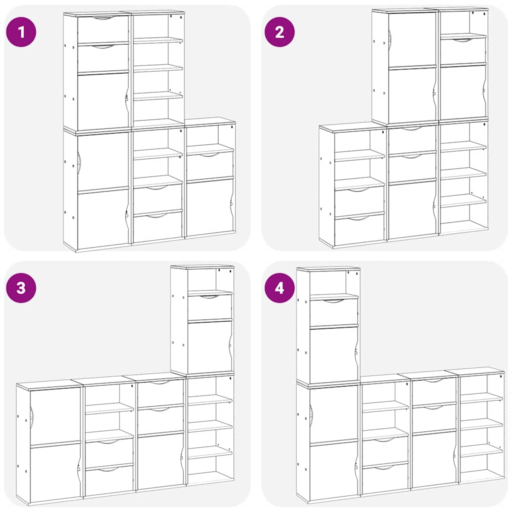 sidekabinetter 5 stk ODDA 40x24x79 cm massivt fyrretræ hvid