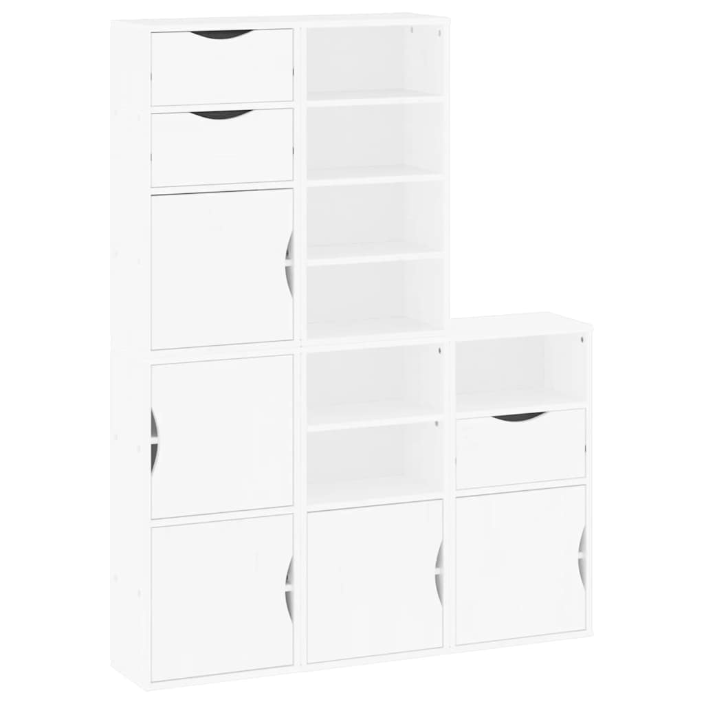 sidekabinetter 5 stk ODDA 40x24x79 cm massivt fyrretræ hvid