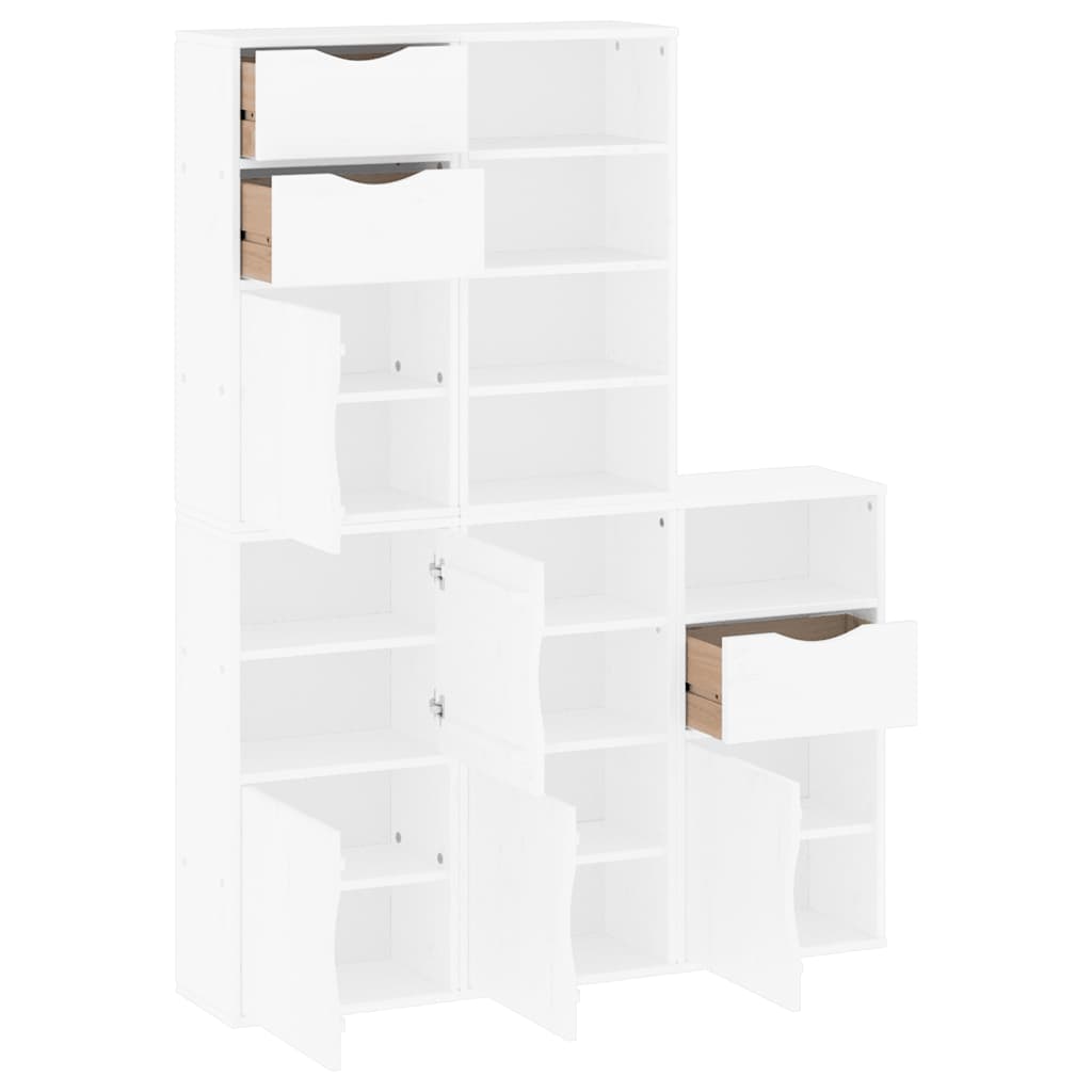 sidekabinetter 5 stk ODDA 40x24x79 cm massivt fyrretræ hvid