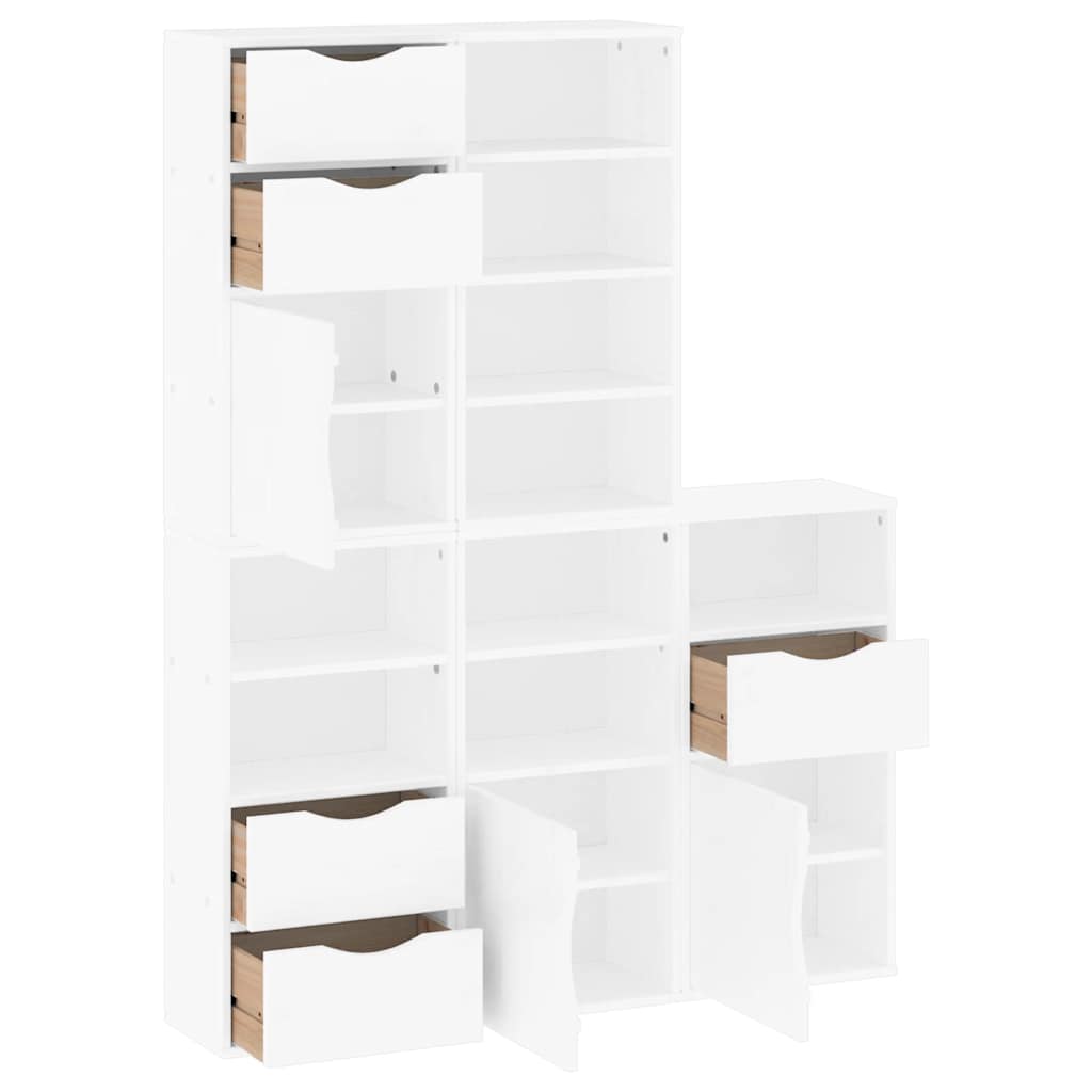 sidekabinetter 5 stk ODDA 40x24x79 cm massivt fyrretræ hvid
