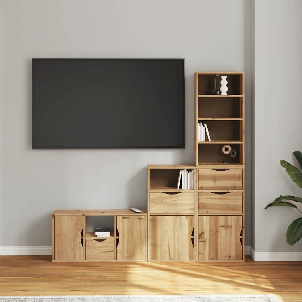 TV-skabe 4 stk med opbevaring ODDA massivt fyrretræ
