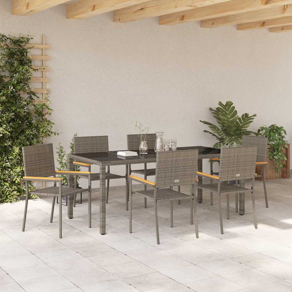 Have Spisebordssæt 7 stk. Grå polyrattan
