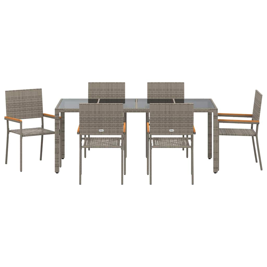 Have Spisebordssæt 7 stk. Grå polyrattan