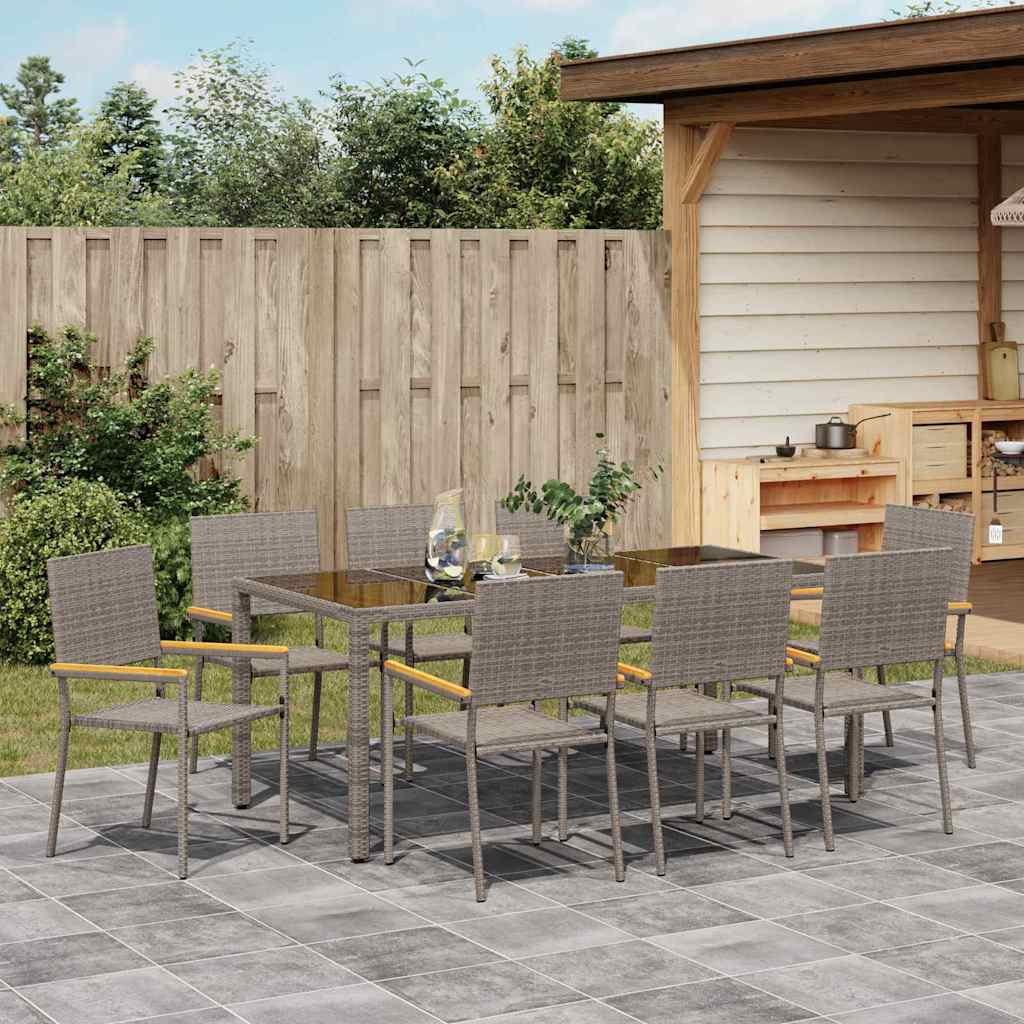 Have Spisebordssæt 9 stk. Grå polyrattan