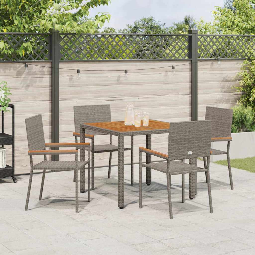 Have Spisebordssæt 5 stk. Grå polyrattan