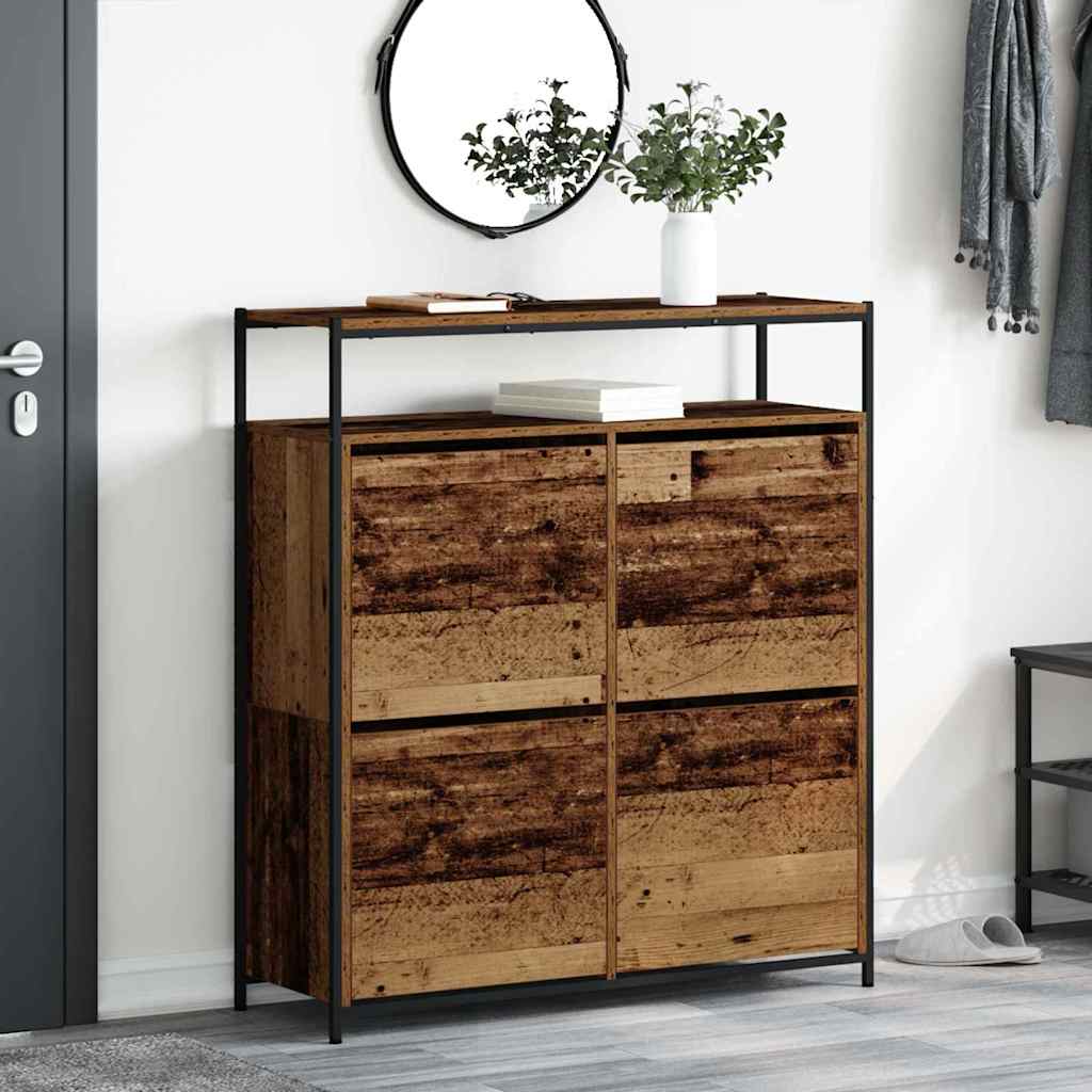 Sko skab 100 x 34 x 112 cm Konstrueret træ Gammelt træ