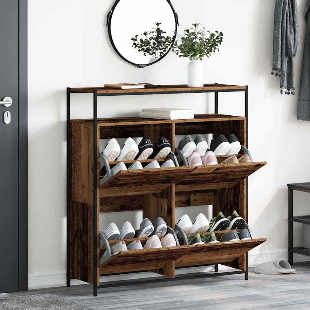 Sko skab 100 x 34 x 112 cm Konstrueret træ Gammelt træ