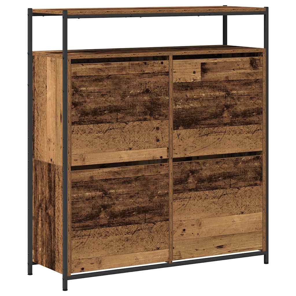 Sko skab 100 x 34 x 112 cm Konstrueret træ Gammelt træ