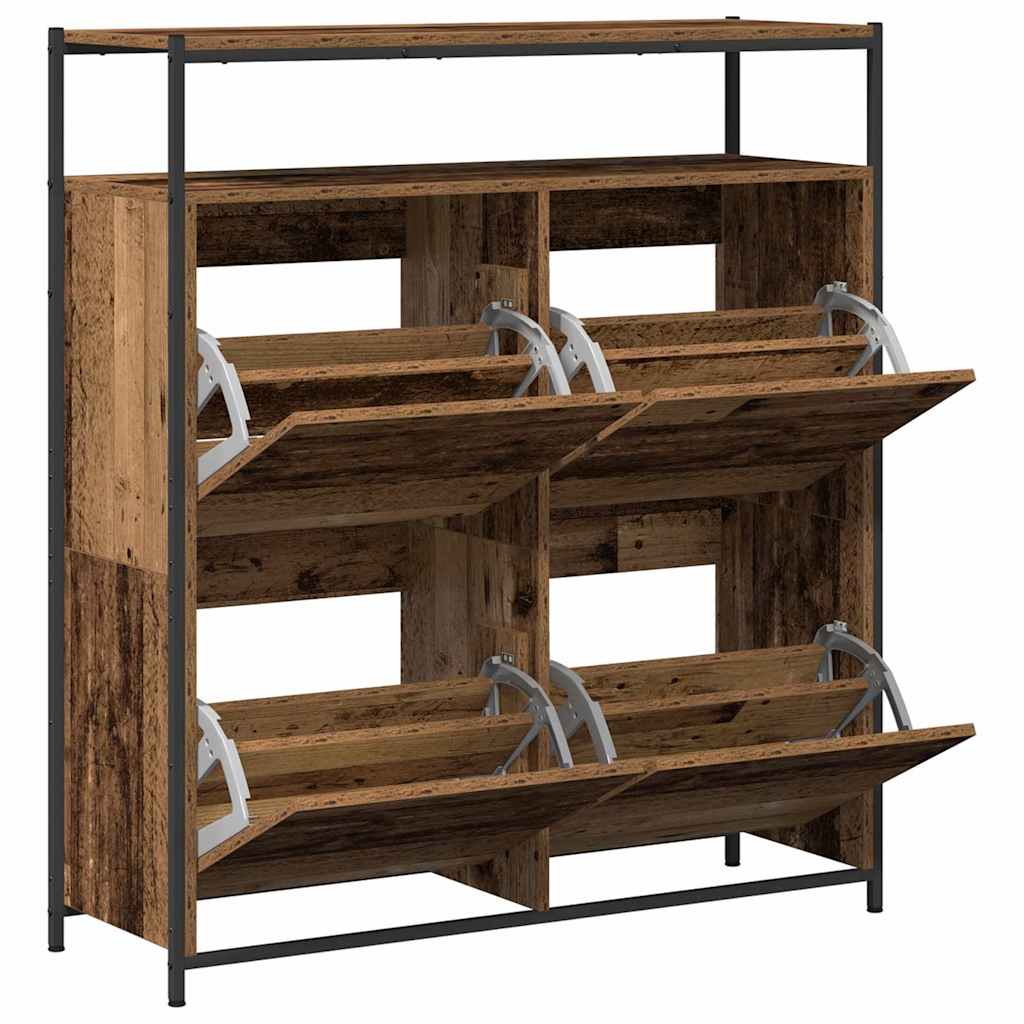 Sko skab 100 x 34 x 112 cm Konstrueret træ Gammelt træ
