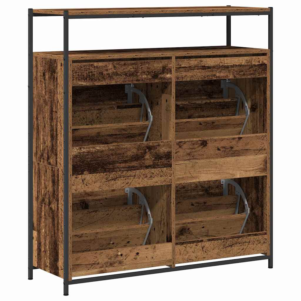 Sko skab 100 x 34 x 112 cm Konstrueret træ Gammelt træ