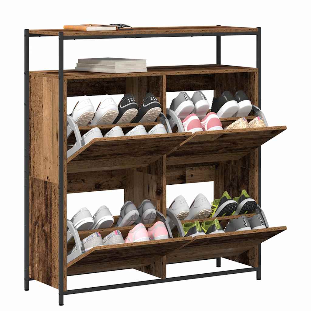 Sko skab 100 x 34 x 112 cm Konstrueret træ Gammelt træ