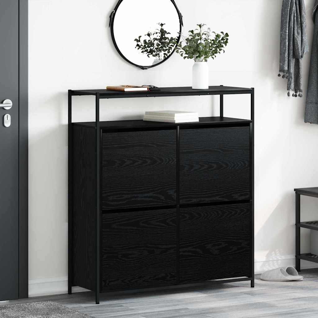 Sko skab 100 x 34 x 112 cm Konstrueret træ Sort eg