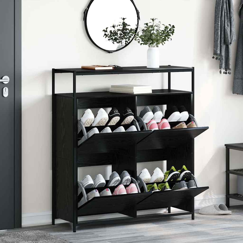 Sko skab 100 x 34 x 112 cm Konstrueret træ Sort eg