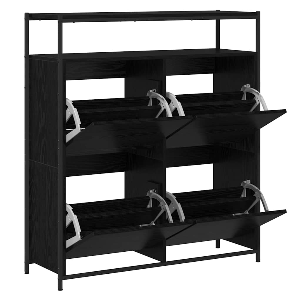 Sko skab 100 x 34 x 112 cm Konstrueret træ Sort eg
