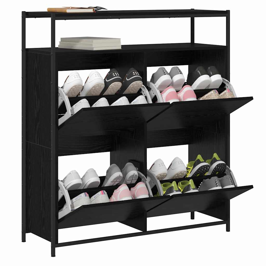 Sko skab 100 x 34 x 112 cm Konstrueret træ Sort eg