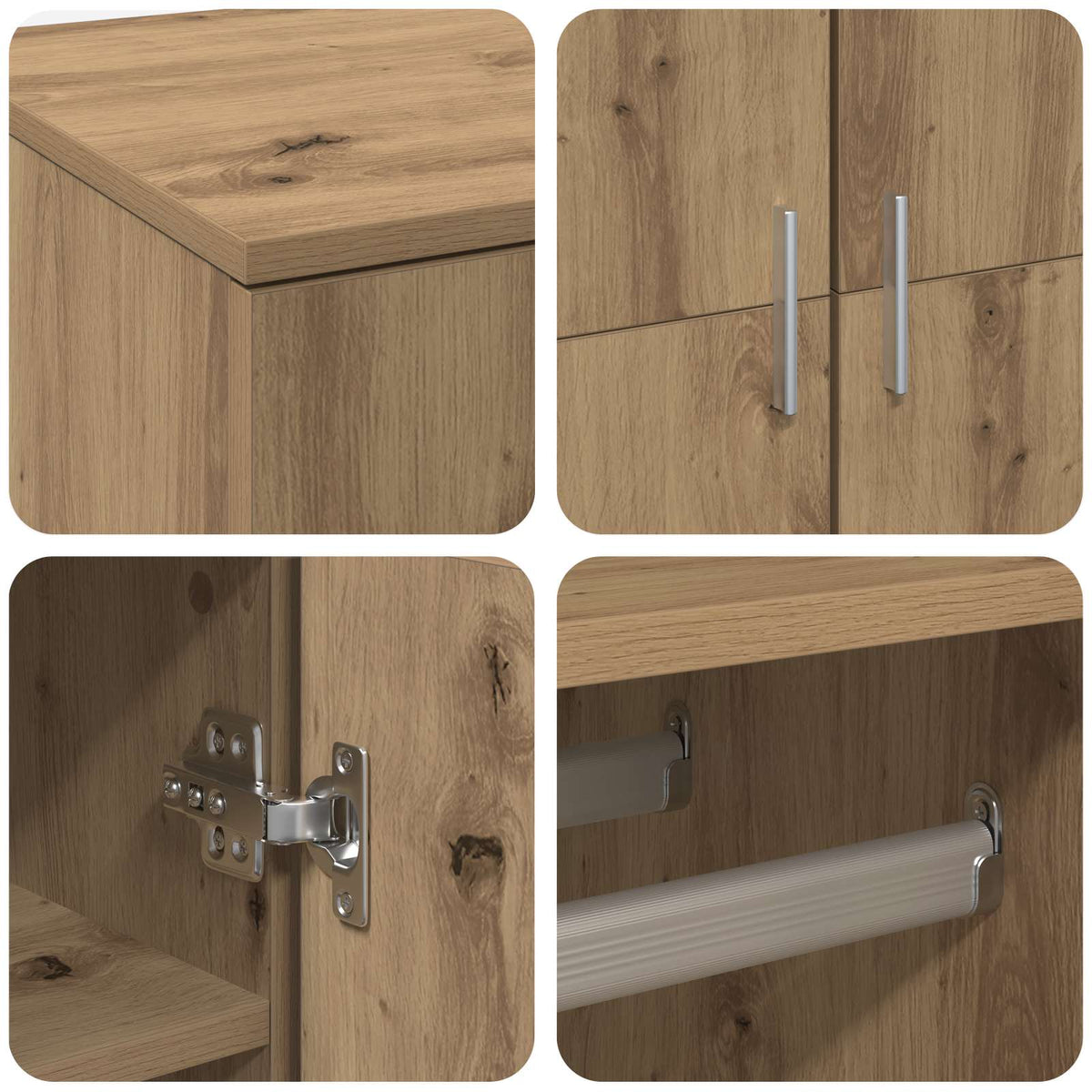 Highboard 80 x 39 x 178 cm Konstrueret træ Artisan-eg