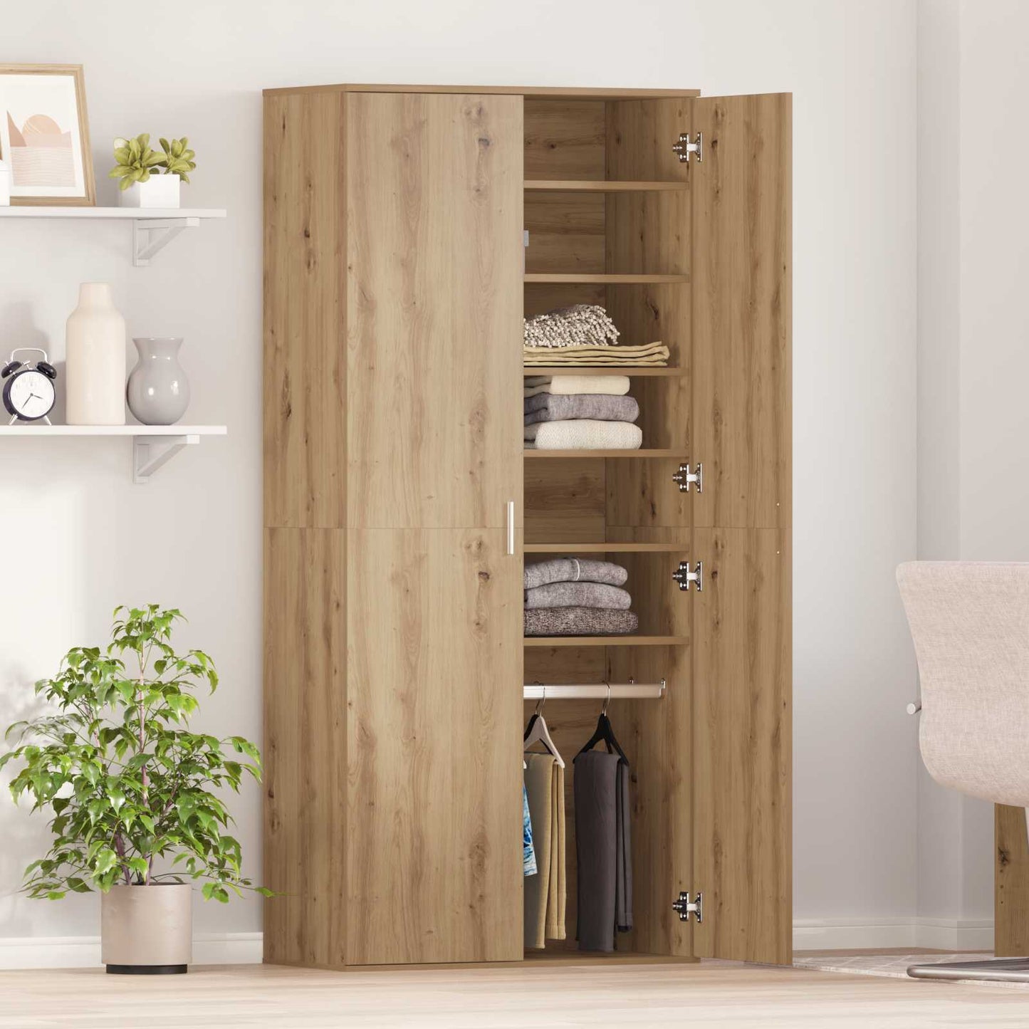 Highboard 80 x 39 x 178 cm Konstrueret træ Artisan-eg