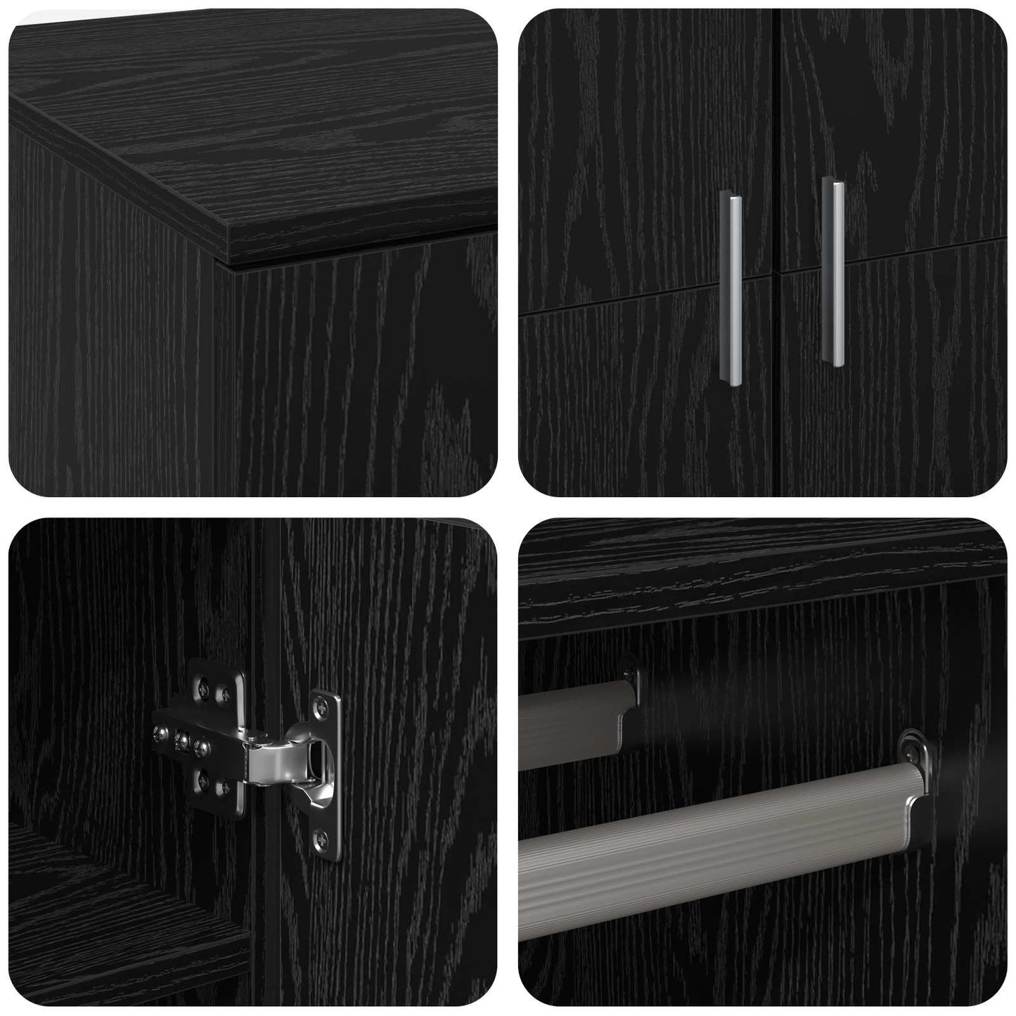Highboard 80 x 39 x 178 cm Konstrueret træ Sort eg