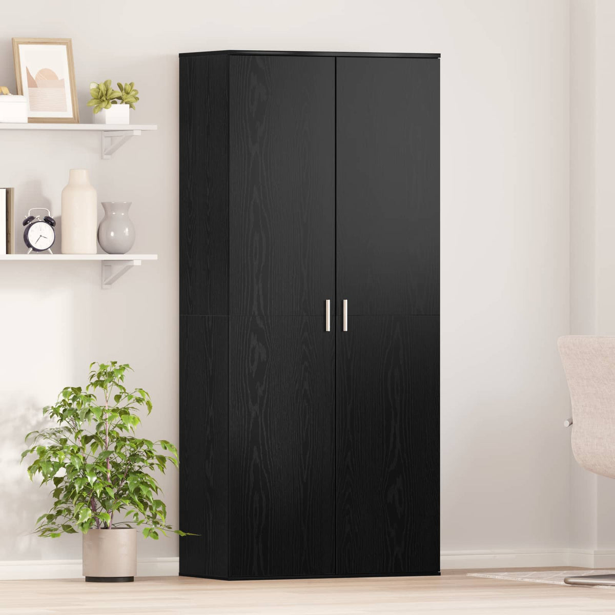 Highboard 80 x 39 x 178 cm Konstrueret træ Sort eg