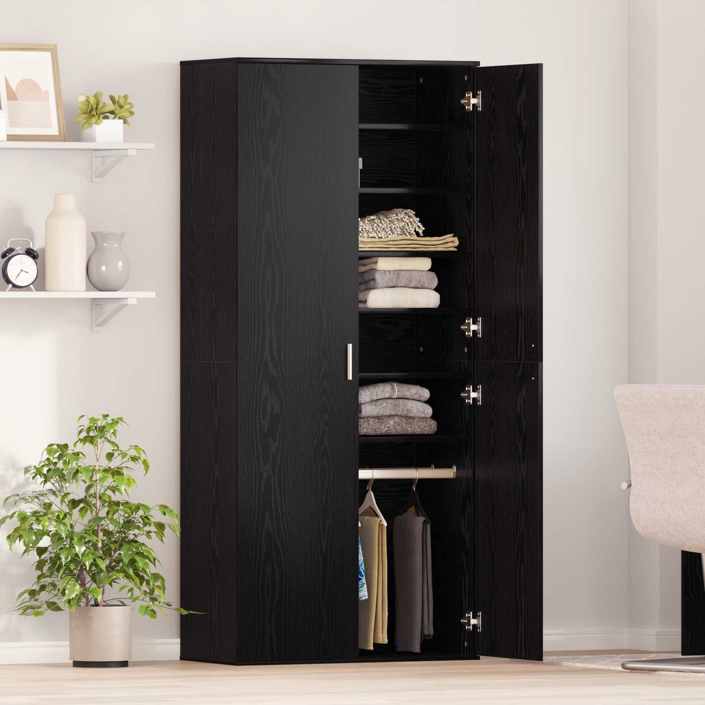 Highboard 80 x 39 x 178 cm Konstrueret træ Sort eg