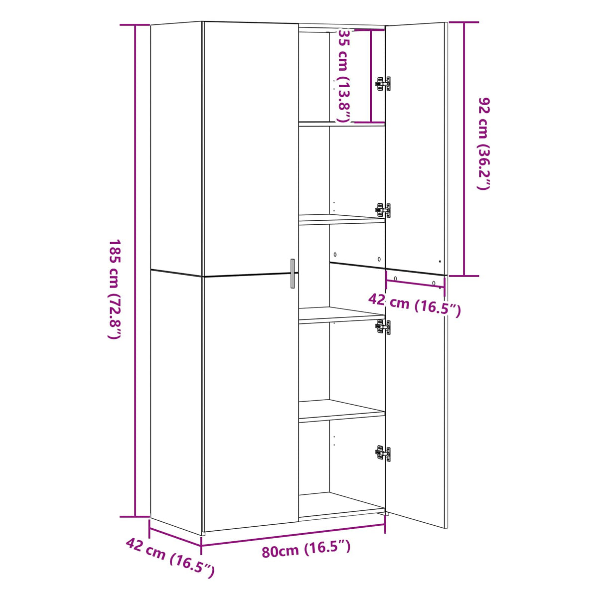 Highboard Sort eg 80 x 42 x 185 cm