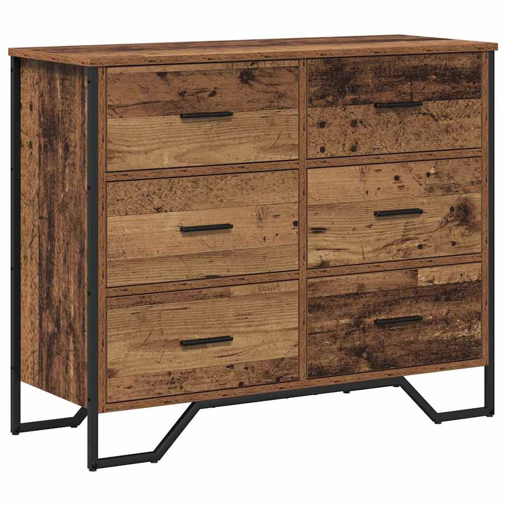 Skuffeskab 6-Skuffe Gammelt træ 91 x 35,5 x 74,5 cm
