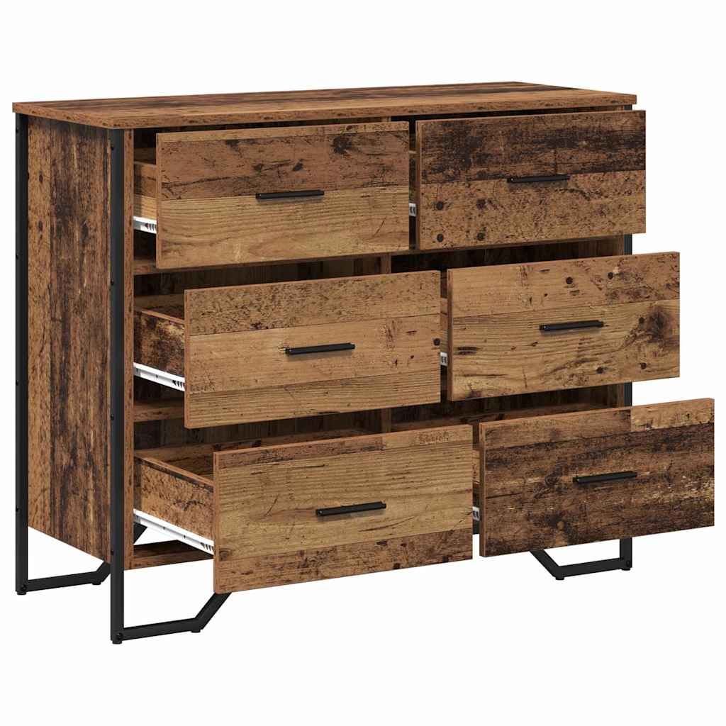 Skuffeskab 6-Skuffe Gammelt træ 91 x 35,5 x 74,5 cm