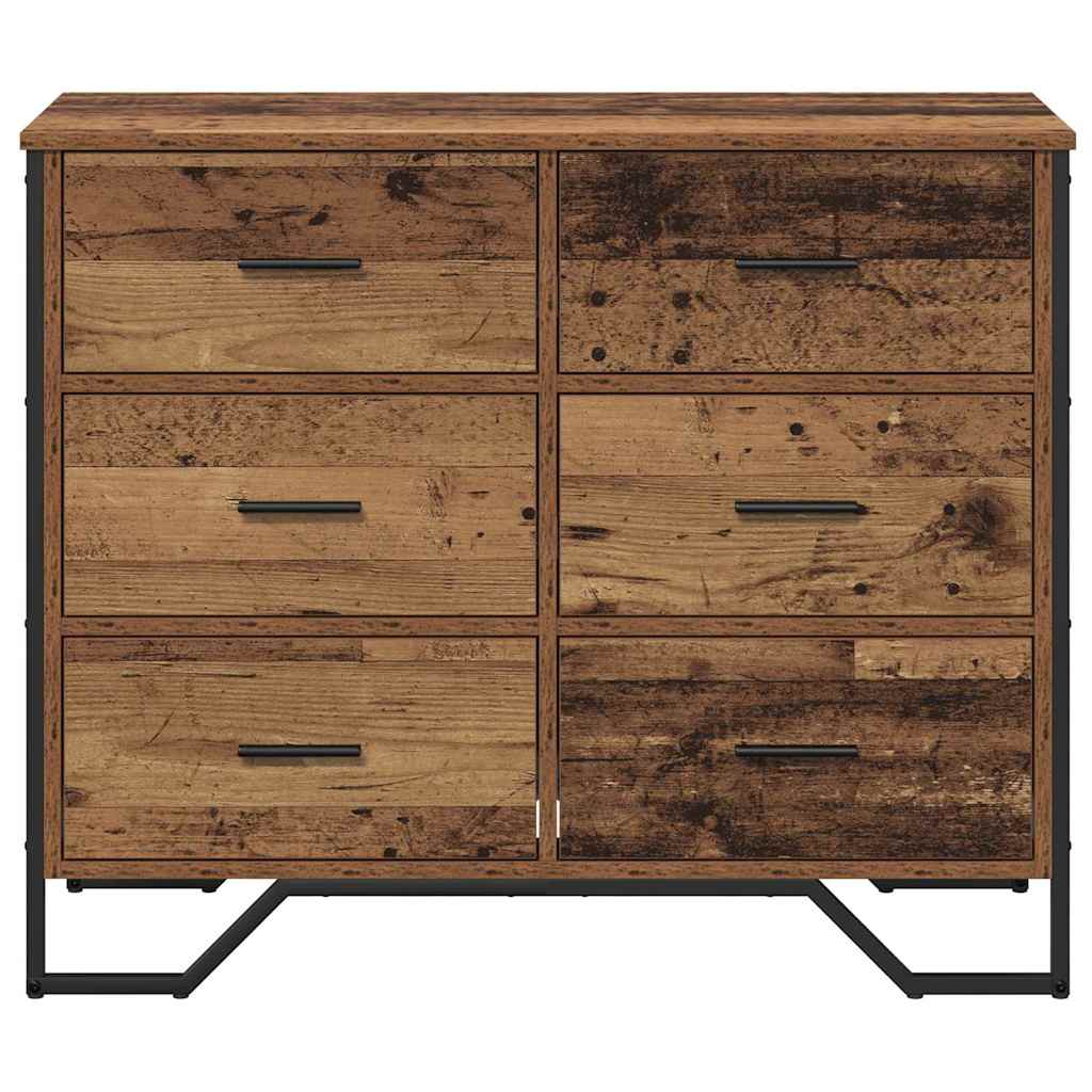 Skuffeskab 6-Skuffe Gammelt træ 91 x 35,5 x 74,5 cm