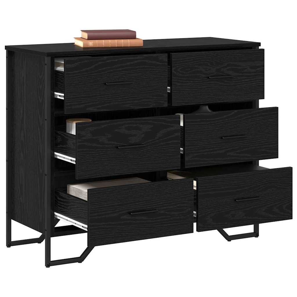 Skuffeskab 6-Skuffe Sort eg 91 x 35,5 x 74,5 cm