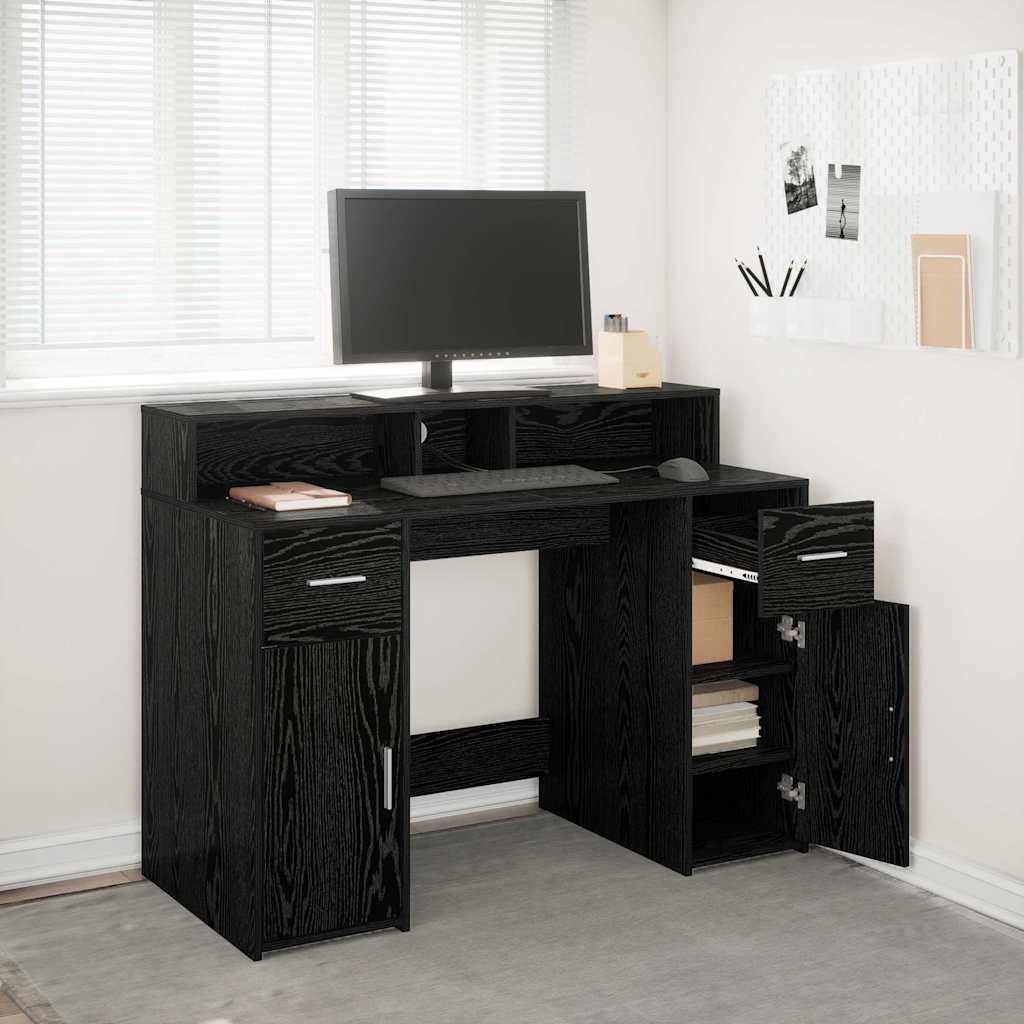 Bord med skuffe Sort eg 120 x 55 x 91 cm Konstrueret træ