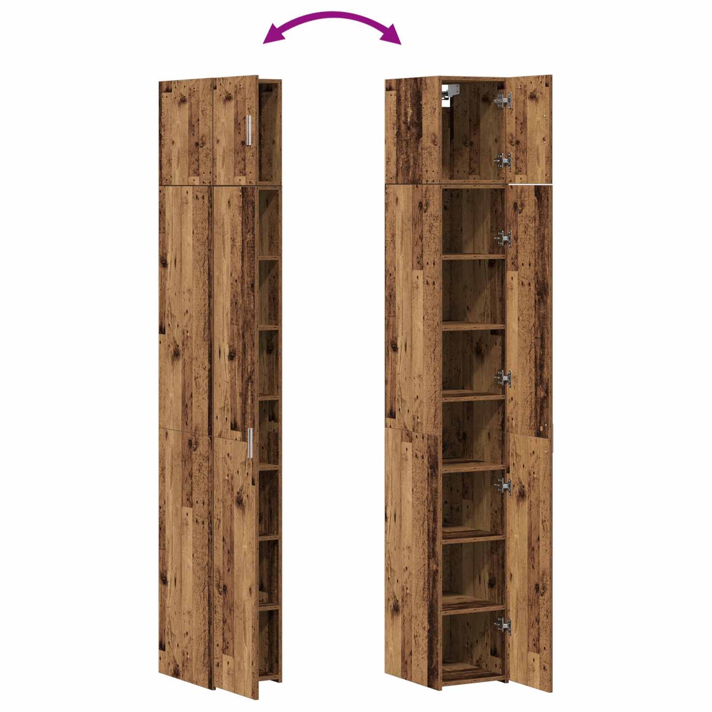 Opbevaringsskab med hylder Gammelt træ 30 x 42,5 x 225 cm