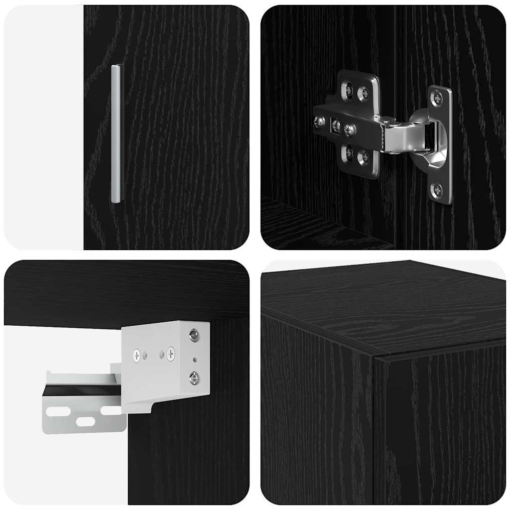 Opbevaringsskab med hylder Sort eg 30 x 42,5 x 225 cm