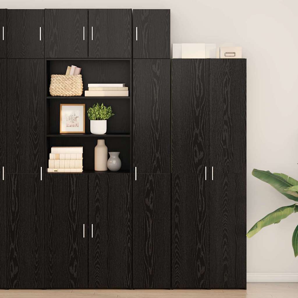 Opbevaringsskab med hylder Sort eg 30 x 42,5 x 225 cm