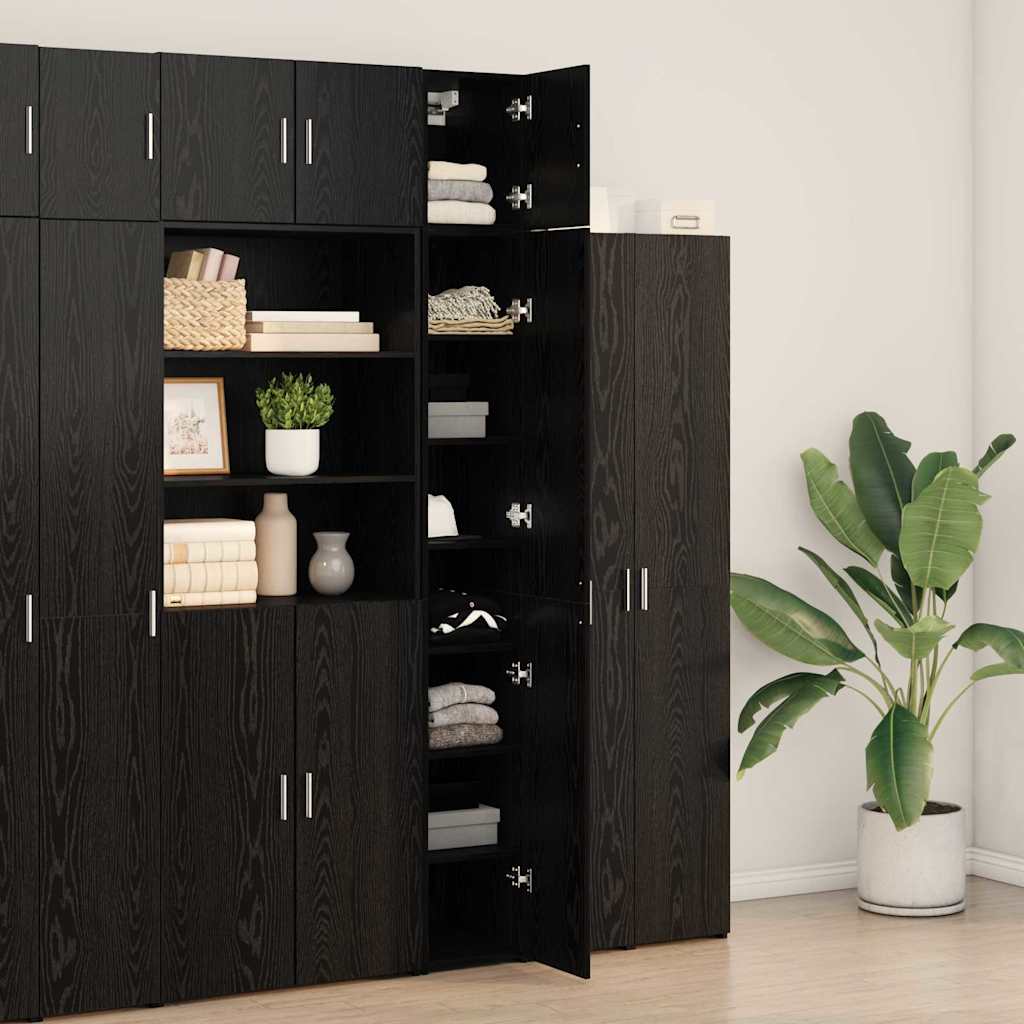 Opbevaringsskab med hylder Sort eg 30 x 42,5 x 225 cm