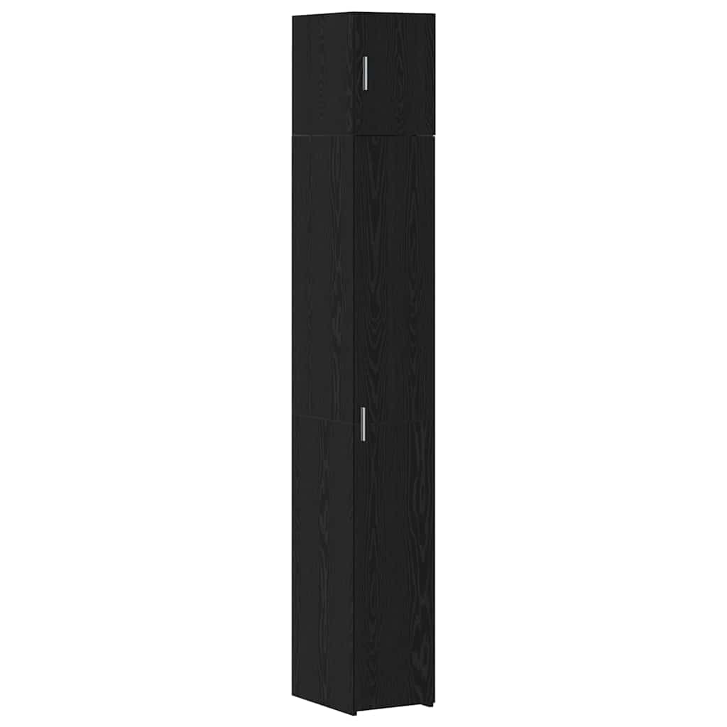 Opbevaringsskab med hylder Sort eg 30 x 42,5 x 225 cm