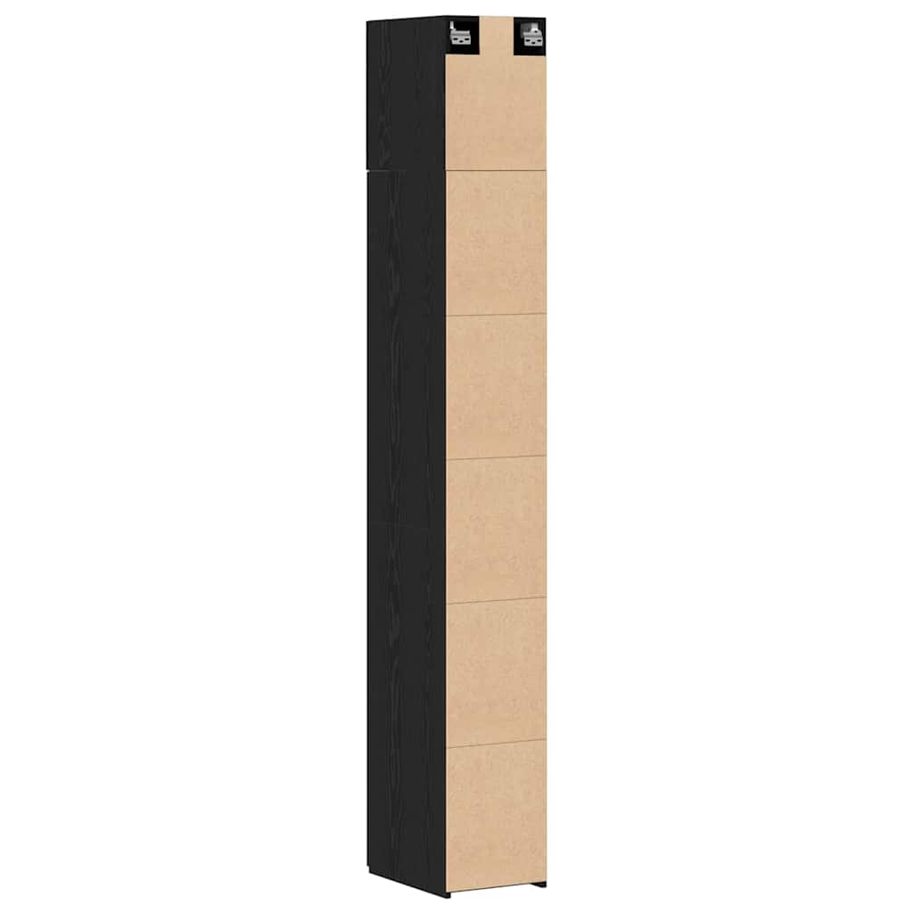 Opbevaringsskab med hylder Sort eg 30 x 42,5 x 225 cm