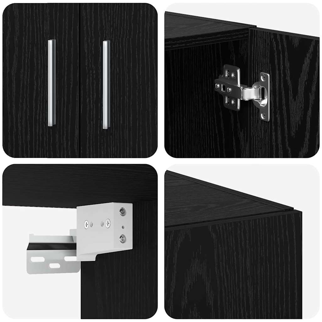 Opbevaringsskab 2 stk. Sort eg 70 x 42,5 x 185 cm