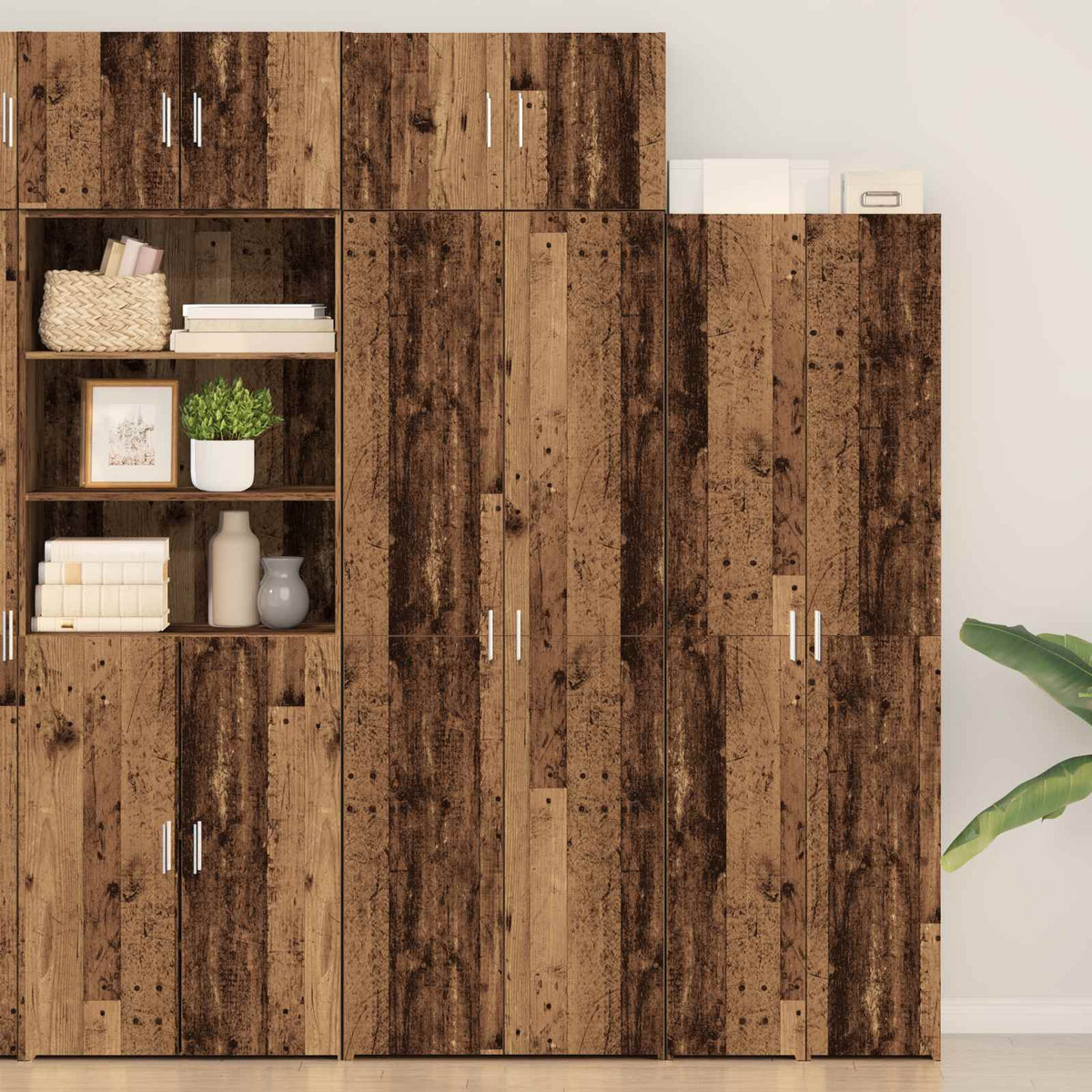 Opbevaringsskab 2 stk. Gammelt træ 70 x 42,5 x 225 cm